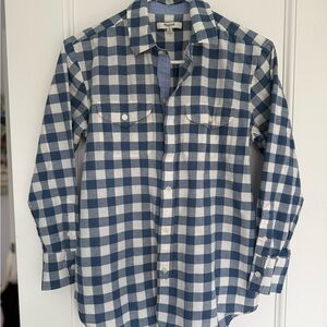 Madewell Blue and White Plaid Women's Button Down Shirt